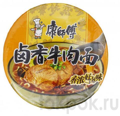 Лапша со вкусом пряных говяжьих медальонов Kang Shi Fu Halogen Beef. 110 гр