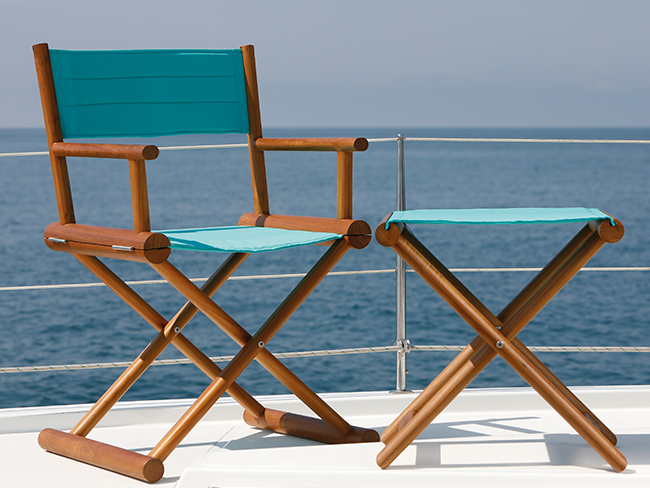 Folding director’s chair, teak – turquoise, Marine Business