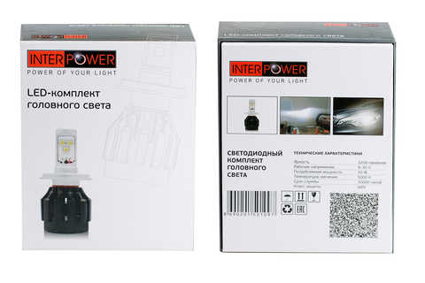 Комплект LED ламп головного света Interpower H7 CREE RADIATOR