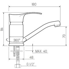 Смеситель для раковины, РМС, с картриджем, хром, SL86-004-15