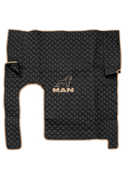 Ковры MAN TGX с 1-м ящиком (механика) (экокожа, черный, бежевый кант, бежевая вышивка)
