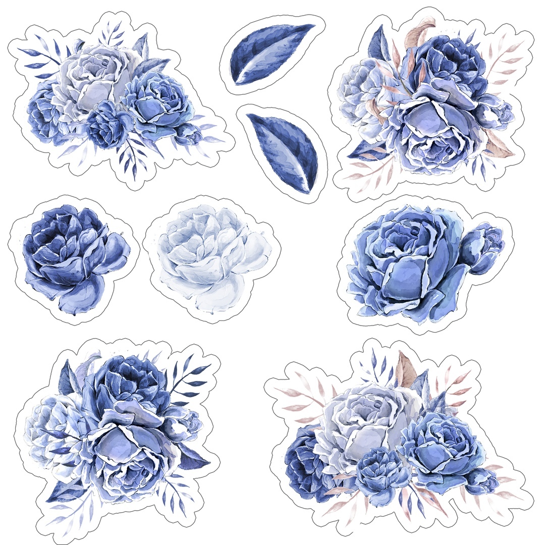 Голубые цветы для вырезания Скрапбукинг