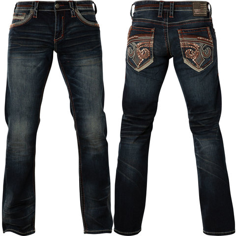 Affliction | Джинсы мужские Ace Fleur Finn Blue 110SS233 мужские перед и сзади