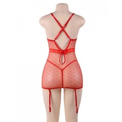 Сексуальное красное белье с подвязками и стрингами (3XL-4XL)