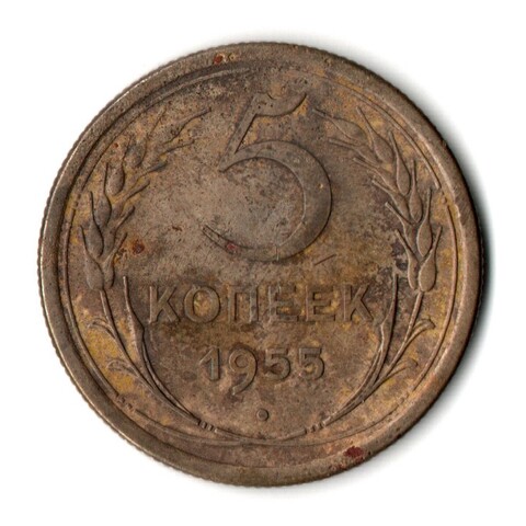 5 копеек 1955 год СССР VF
