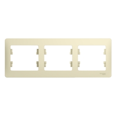 Schneider Electric Glossa Бежевый Рамка 3-местная горизонтальная IP20 скрытая установка GSL000203
