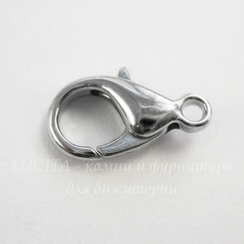Замок - карабин 14х8 мм (цвет - платина), 5 штук