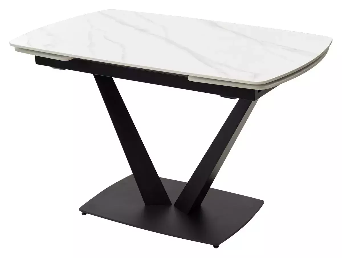 Стол ALATRI 120 MATT WHITE MARBLE SOLID CERAMIC / BLACK, DISAUR