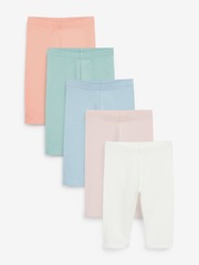 Легинсы укороченные для девочки Next 992-111, 5 шт., Розовый, Голубой, Белый