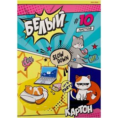 
          Картон белый Проф-Пресс, 193*280мм., мелованный, 10 листов, КБС, "Жизнь котов"