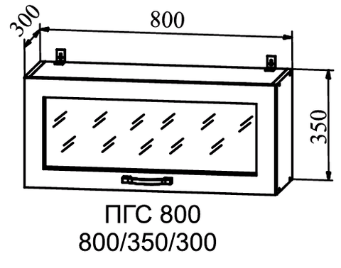 Кухня Манго шкаф верхний горизонтальный стекло фотопечать 800