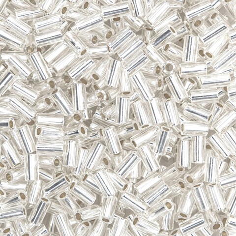 Японский бисер TOHO Bugle (стеклярус) 3mm (№21), с внутренним серебрением, прозрачный