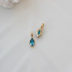 Подвеска Маркиз с ярко-голубым фианитом, 14*5 мм, позолота, П391