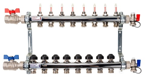 Рехау HKV-D 8 контуров коллектор для тёплого пола с расходомерами (12080813002)