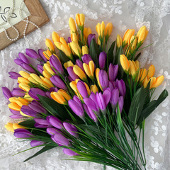 Крокусы-подснежники искусственные, Желто+малиновый ПЫШНЫЙ микс, 35 см, более 90 бутонов в наборе, набор 3+3 букета, всего 6 букетов.