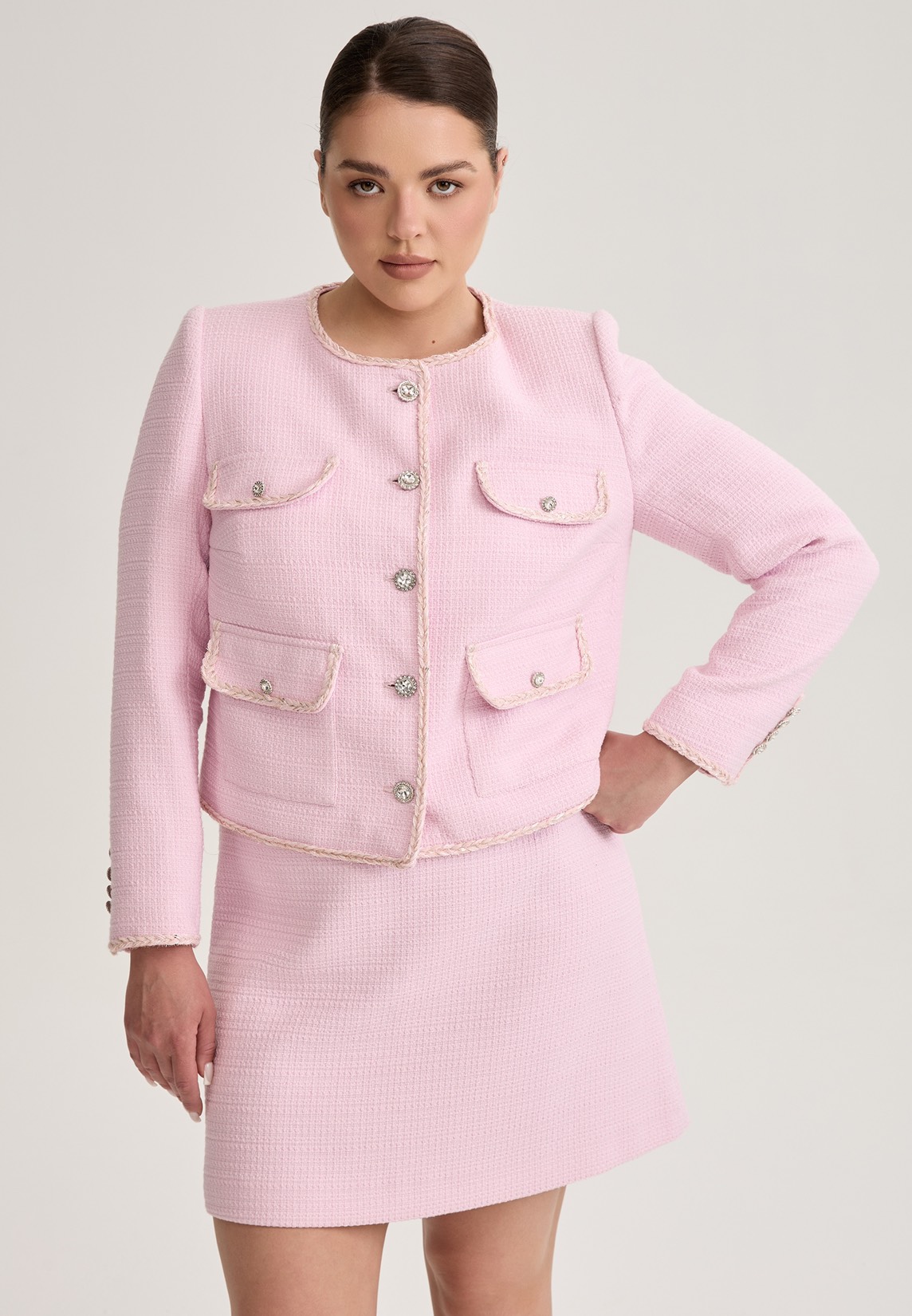 Жакет из твида, розовый