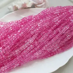 Хрусталь (стекло) граненный, кубик, фуксия, 6 мм, 1 нить, К212