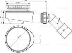 A491CR Сниженный сифон для душевого поддона, хром