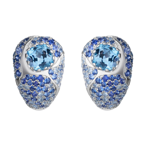 Серьги с Топазом и Сапфирами, E0074-3/54