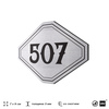 Номерок на дверь квартиры 507, для кабинета, офиса, шильдик 9 х 7 см, серебристый, Айдентика Технолоджи