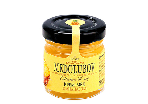 Крем-мед "Медолюбов" с ананасом, 40г