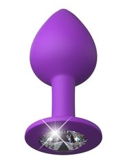 Фиолетовая анальная пробка со стразом Her Little Gem Medium Plug - 8,3 см. - 