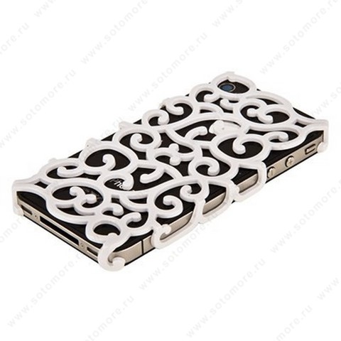 Накладка для iPhone 4s/ 4 в виде узоров белая