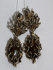 Огненный агат (серебряные серьги)