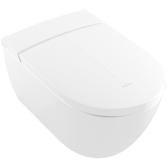 Villeroy&Boch Viclean V0E100R1 Унитаз, Villeroy&Boch, Viclean, безободковый (с открытым смывным краем), тип установки-подвесной, ширина, мм-385, глубина, мм-595, высота, мм-360, форма чаши-овальная, выпуск-горизонтальный, сиденье с функцией биде-в ко фото