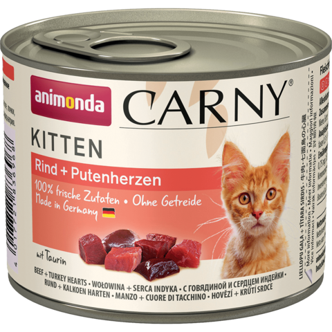 Animonda Carny Kitten консервы с говядиной и сердцем индейки для котят 200г