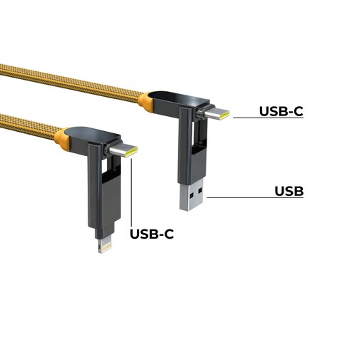 Зарядный кабель 6-в-1 Rolling Square inCharge XL, Summit Yellow (30 см), до 100Вт