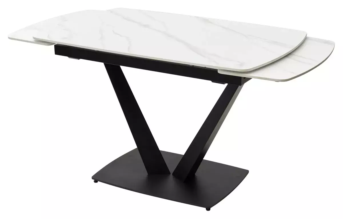 Стол ALATRI 120 MATT WHITE MARBLE SOLID CERAMIC / BLACK, DISAUR