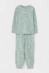 Пижама  для девочки  К 1552/листья папоротника,зайки