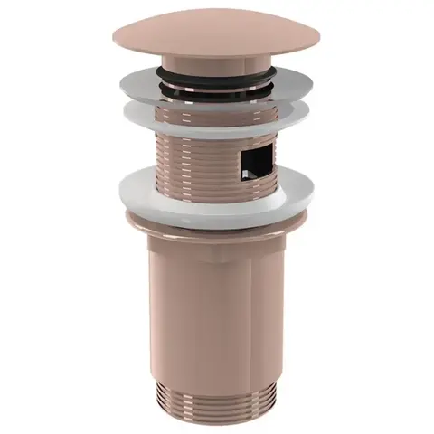 Alcaplast A392-RG-P Донный клапан сифона для умывальника CLICK/CLACK 5/4", цельнометаллический с переливом и большой заглушкой, RED GOLD-глянец