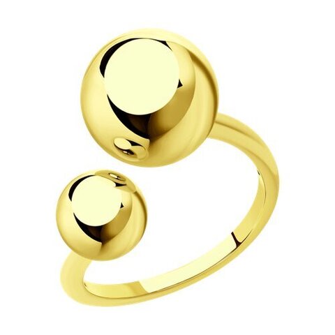 93-110-01477-2 - Разъемное кольцо из золочёного серебра с двумя шарами