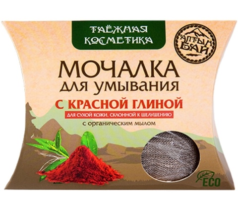 Мочалка для умывания с красной глиной для сухой кожи, 60 г