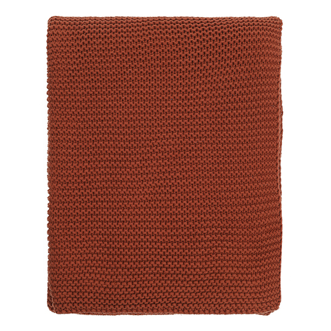 Плед хлопковый 130х180см Tkano Essential жемчужной вязки терракотовый