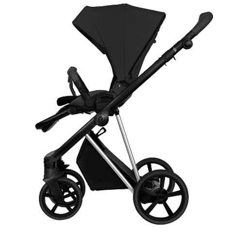 ROAN Коляска 2 в1 Sol Luxury короб + прогулка Caviar Black/Nickel/руч.Black/к.Black(2 места)