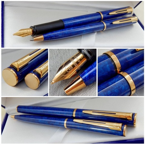 Ручка перьевая Waterman Apostrophe Lacquer Blue Marble GT, F (S0702790)