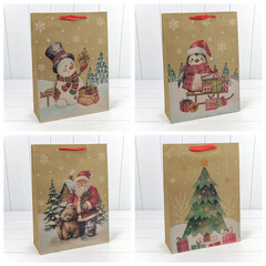 
          Пакет подарочный 33 х 45 х 11 см Набор 4 шт "Микс" (Крафт)