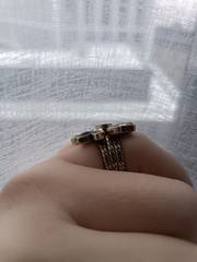 Сет из трех колец РОМАШКА style by GUCCI с цветными вставками (цвет бронза)