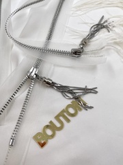 Молния на прозрачной сетке (основе) серебристая с кистью широкая