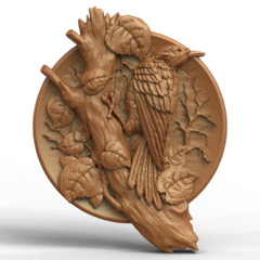 Силиконовый молд Дятел (медальон) большой № 0468