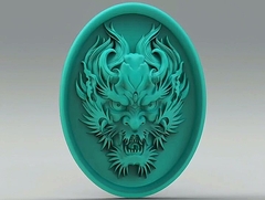 Силиконовый молд № 481 Медальон Голова Демона , маска Хання