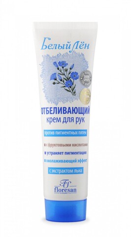Floresan БЕЛЫЙ ЛЕН Крем для рук отбеливающий против пигментных пятен,100мл