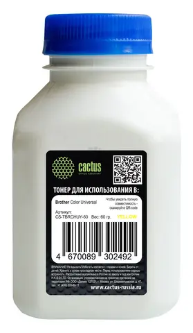 Тонер Cactus CS-TBRCHUY-60 желтый флакон 60гр. для принтера Brother Color Universal TN-230/241/213/217/320/421