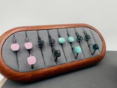 33356 - Серьги и кольцо из серебра с матовым, черным кварцем в стиле POMELLATO