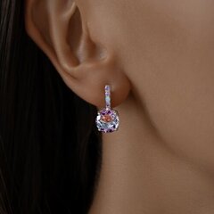 92021924 - Серьги из серебра с ситаллами и голубыми и сиреневыми фианитами