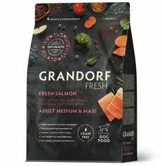 Сухой корм GRANDORF FRESH DOG Salmon MED&MAXI лосось с бататом для собак средних и крупных пород, для здоровья кожи и шерсти или склонных к аллергии 1кг