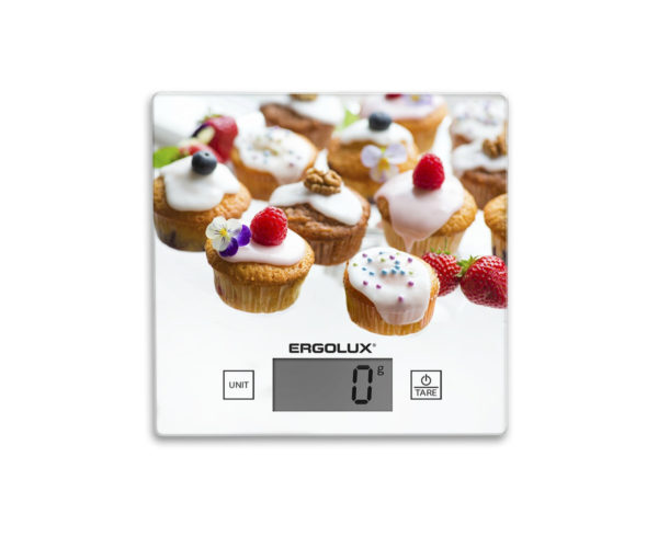 Весы кухонные Ergolux ELX-SK01-С33 кексы и ягоды
